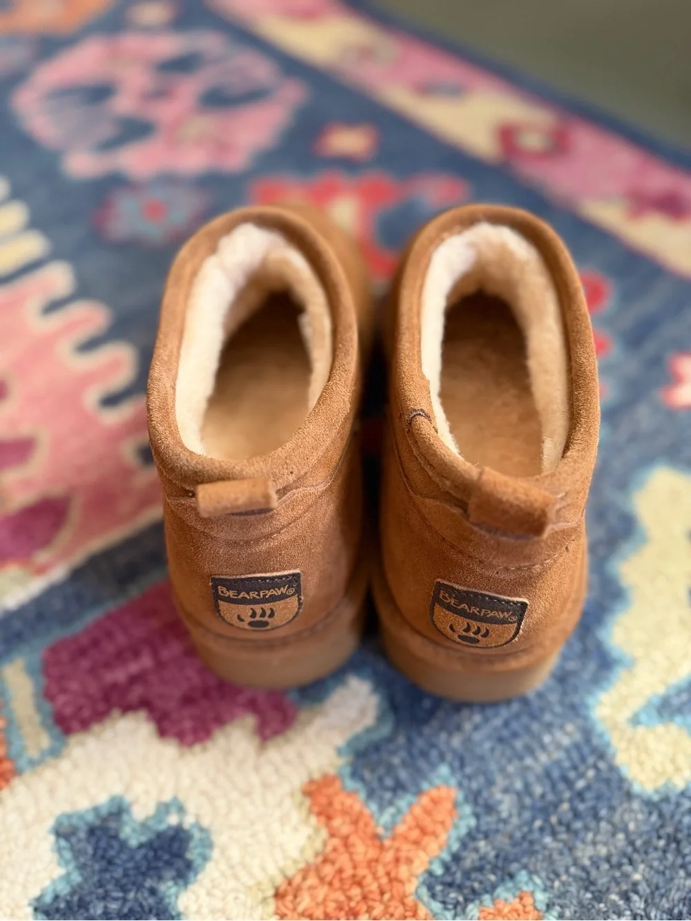 BearPaw Chestnut Suede Fleece-Lined Ankle Booties